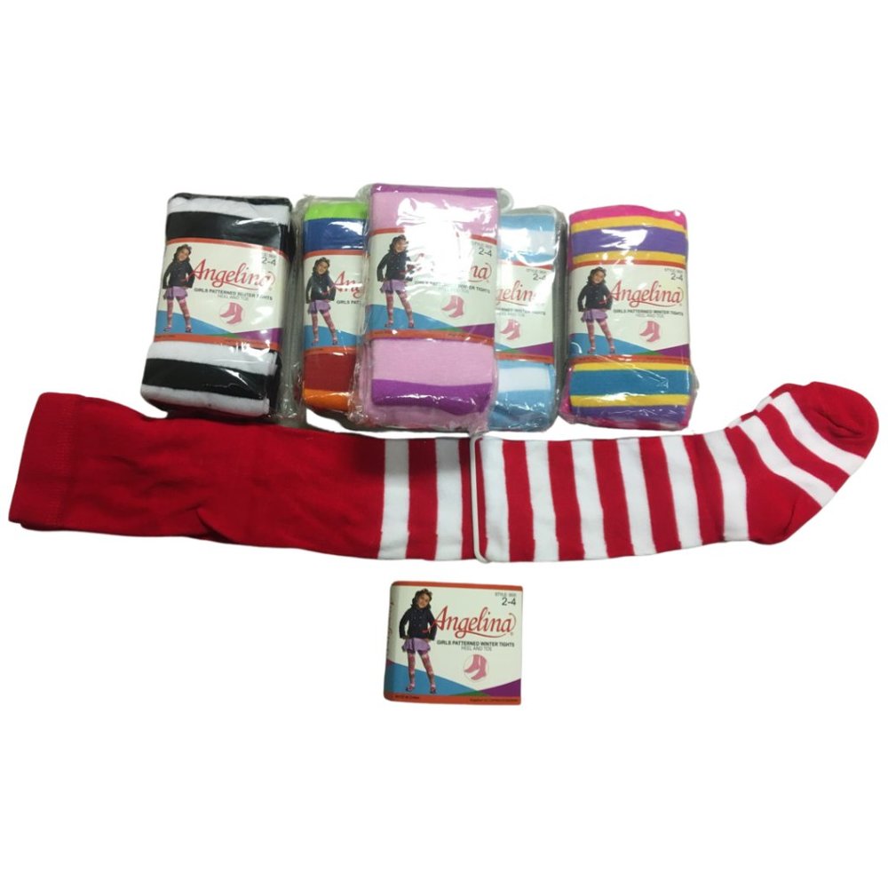 Angelina Girl's Colorful Assorted Winter Tights with Heel and Toe (6-Pack)